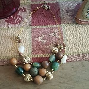 Emerald Green and Gold Necklace